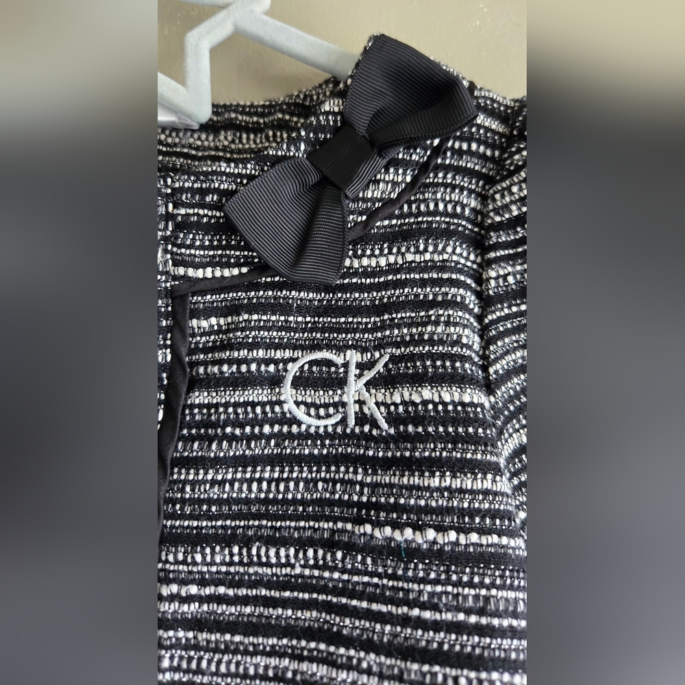 Calvin Klein (CK) Black & White Tweed Jacket with Signature CK Monogram